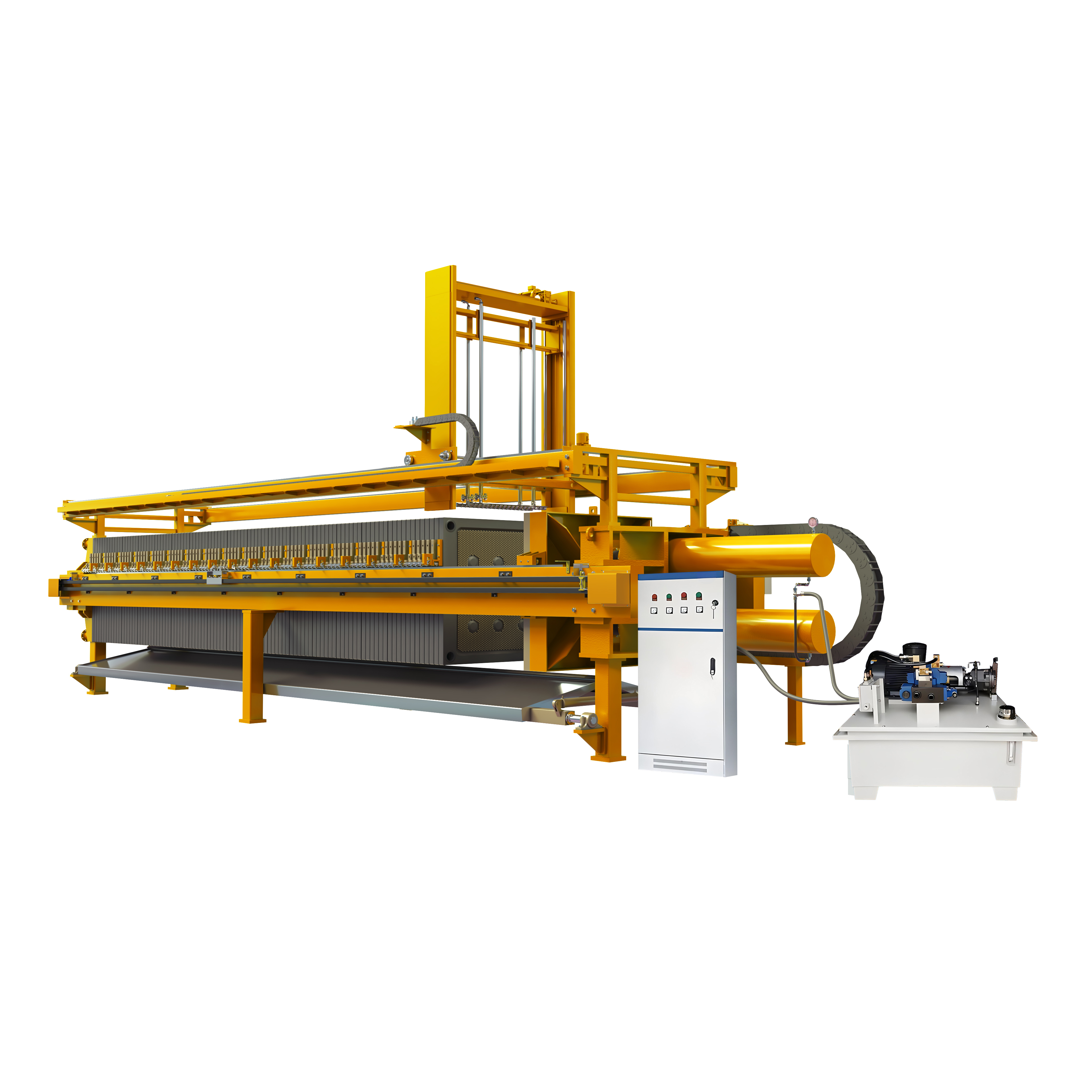 Sidebar Type Program Controlled High Pressure Pp Membrane Filter Press With AUTO Washing Machine And Drip Tray